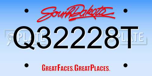 Q32228T South Dakota License Plate