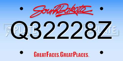 Q32228Z South Dakota License Plate