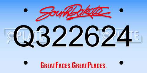 Q322624 South Dakota License Plate