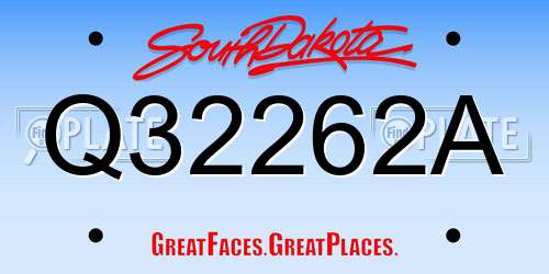 Q32262A South Dakota License Plate