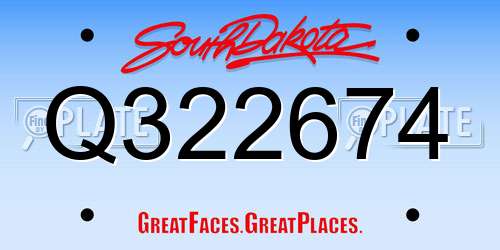 Q322674 South Dakota License Plate