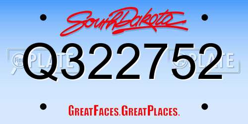 Q322752 South Dakota License Plate