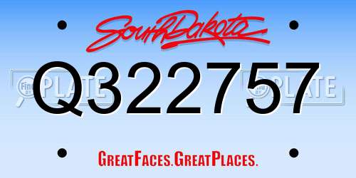 Q322757 South Dakota License Plate