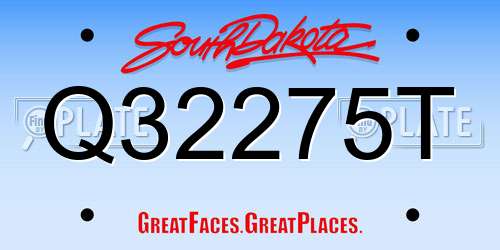 Q32275T South Dakota License Plate