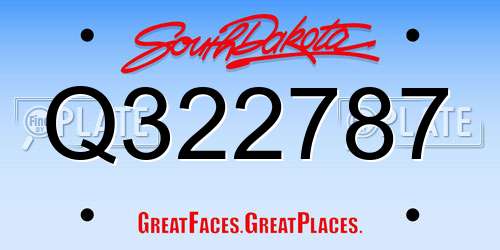 Q322787 South Dakota License Plate