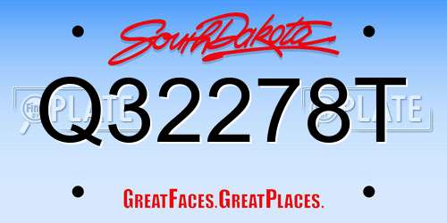 Q32278T South Dakota License Plate