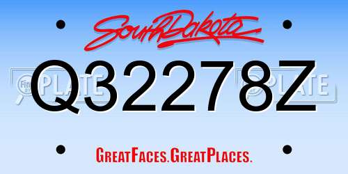 Q32278Z South Dakota License Plate