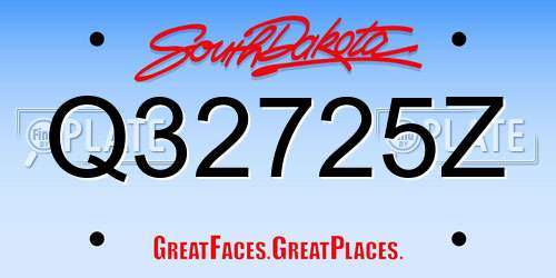 Q32725Z South Dakota License Plate