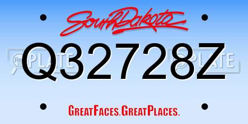 Q32728Z South Dakota License Plate