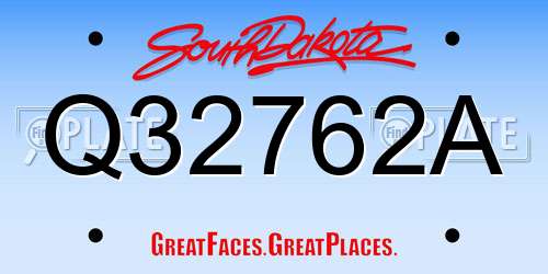 Q32762A South Dakota License Plate