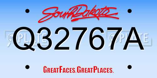 Q32767A South Dakota License Plate