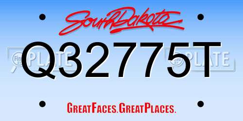 Q32775T South Dakota License Plate