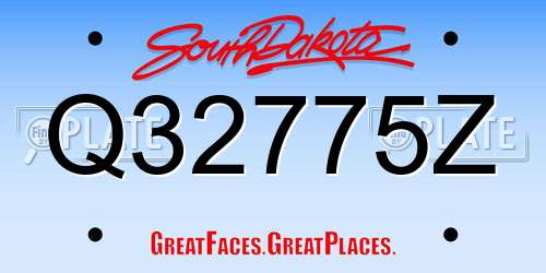 Q32775Z South Dakota License Plate