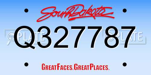Q327787 South Dakota License Plate
