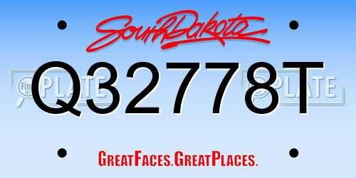 Q32778T South Dakota License Plate