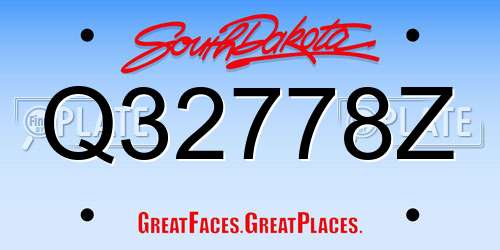 Q32778Z South Dakota License Plate