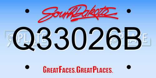Q33026B South Dakota License Plate