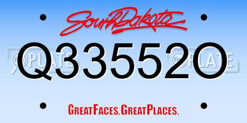 Q33552O South Dakota License Plate
