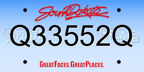 Q33552Q South Dakota License Plate