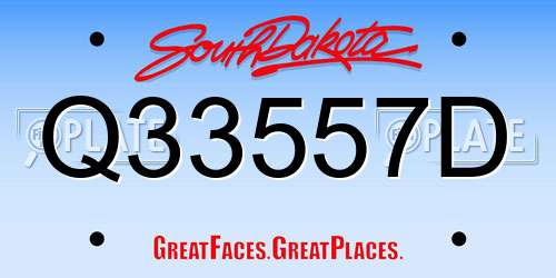 Q33557D South Dakota License Plate