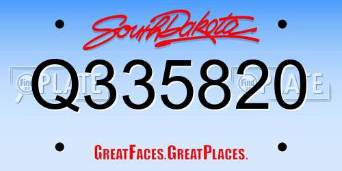 Q335820 South Dakota License Plate
