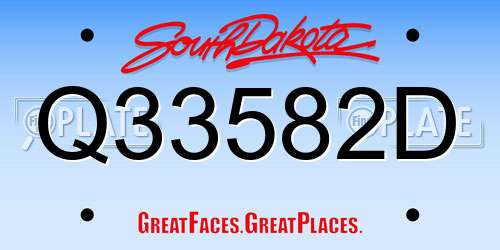 Q33582D South Dakota License Plate
