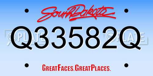 Q33582Q South Dakota License Plate
