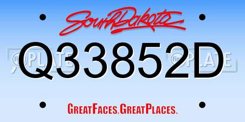 Q33852D South Dakota License Plate