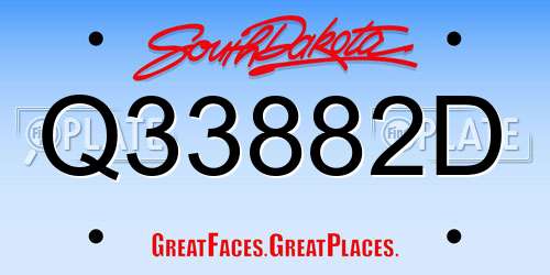 Q33882D South Dakota License Plate