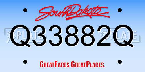 Q33882Q South Dakota License Plate