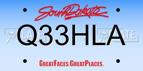 Q33HLA South Dakota License Plate