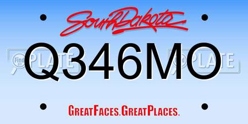 Q346MO South Dakota License Plate
