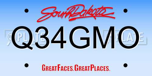 Q34GMO South Dakota License Plate