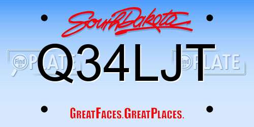 Q34LJT South Dakota License Plate