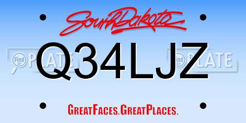 Q34LJZ South Dakota License Plate