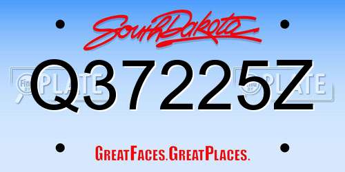 Q37225Z South Dakota License Plate