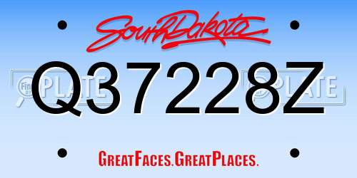 Q37228Z South Dakota License Plate