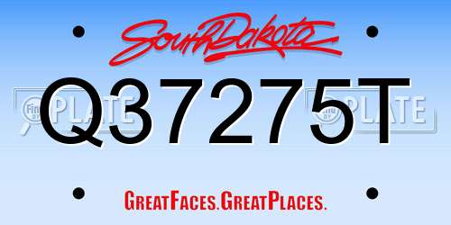 Q37275T South Dakota License Plate