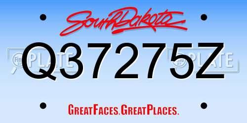 Q37275Z South Dakota License Plate