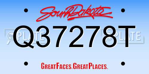 Q37278T South Dakota License Plate