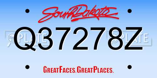 Q37278Z South Dakota License Plate