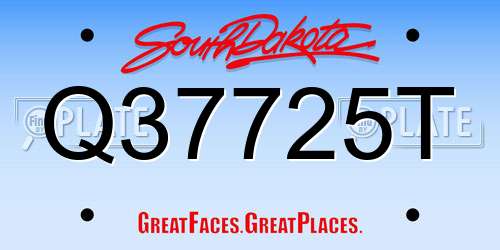 Q37725T South Dakota License Plate