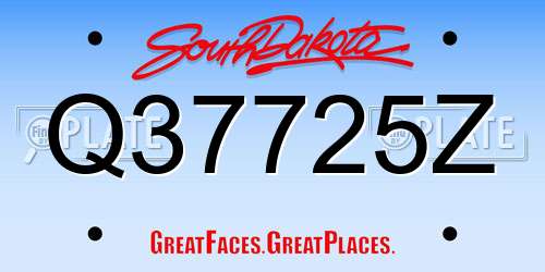 Q37725Z South Dakota License Plate
