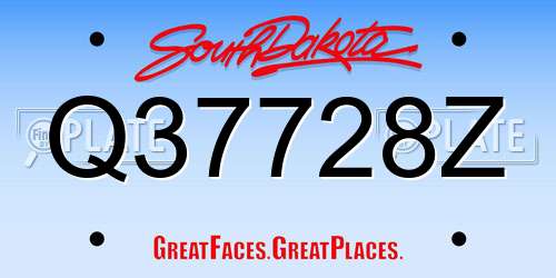Q37728Z South Dakota License Plate