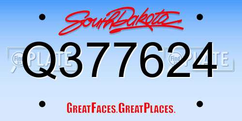 Q377624 South Dakota License Plate
