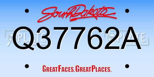 Q37762A South Dakota License Plate