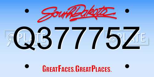 Q37775Z South Dakota License Plate