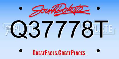 Q37778T South Dakota License Plate