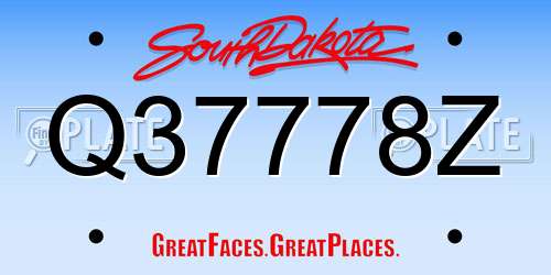 Q37778Z South Dakota License Plate