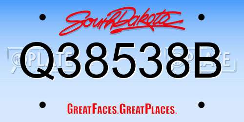 Q38538B South Dakota License Plate